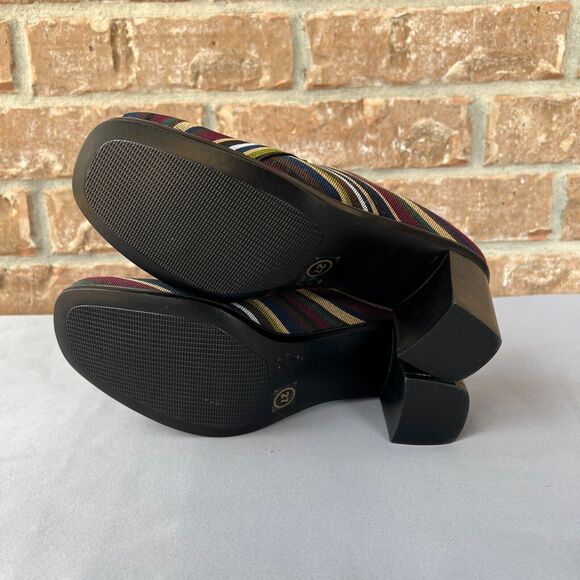 San Miguel Womens Slip On Multi Color Stripes Block Heel Slip 9.5 - Picture 7 of 8